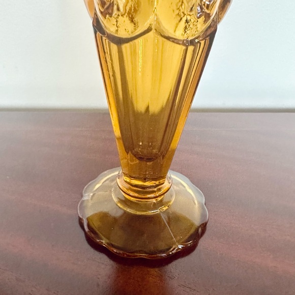 L.E. Smith #6231 Moon and Stars Amber Bud Vase Vintage Mid Century Glass 6.5” - Picture 4 of 11